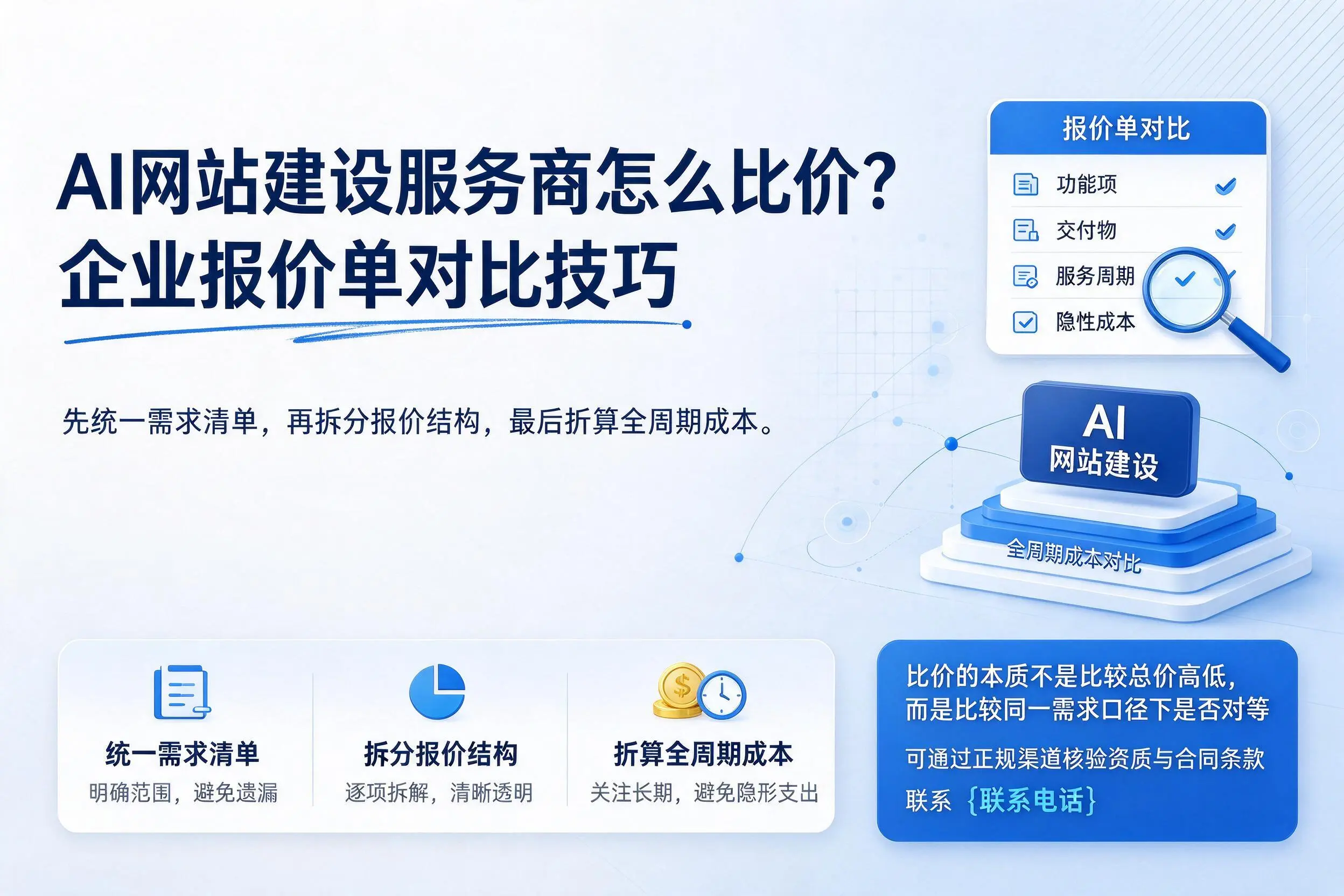 AI网站建设服务商怎么比价？黄冈企业报价单对比技巧