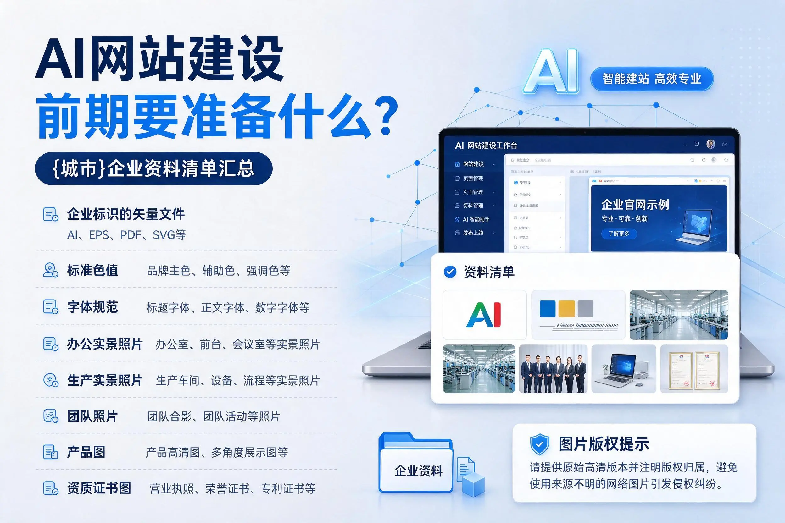 AI网站建设前期要准备什么？黄冈企业资料清单汇总